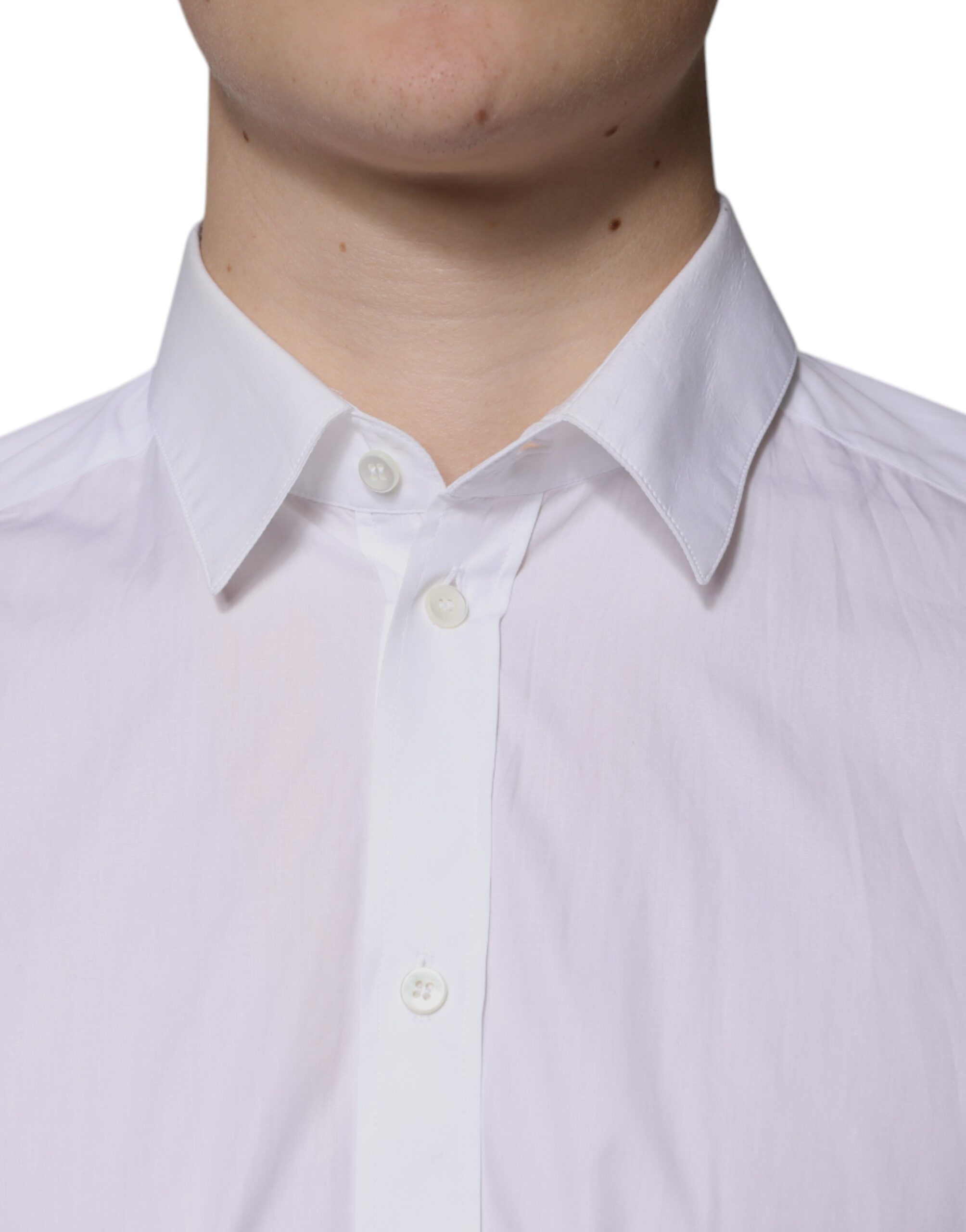 Dolce & Gabbana White long-sleeved cotton shirt for formal occasions